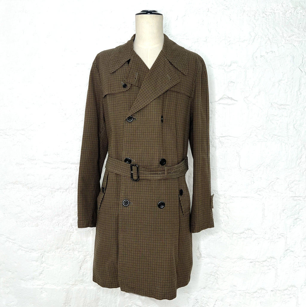 DRIES VAN NOTEN DRIES VAN NOTEN - Beige Cotton Plaid Trench Coat - ALE PARIS Luxury Vintage