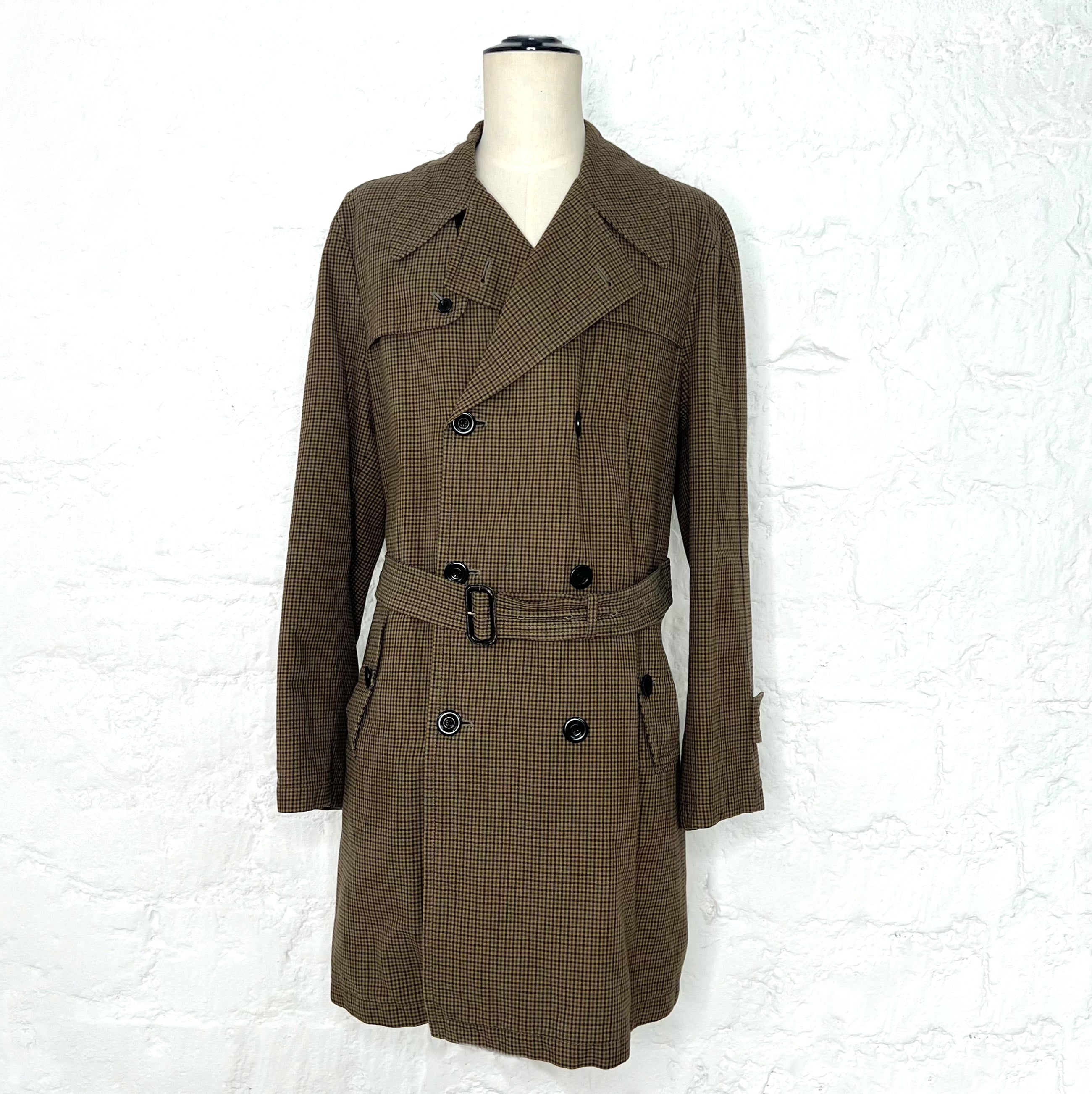 DRIES VAN NOTEN DRIES VAN NOTEN - Beige Cotton Plaid Trench Coat - ALE PARIS Luxury Vintage