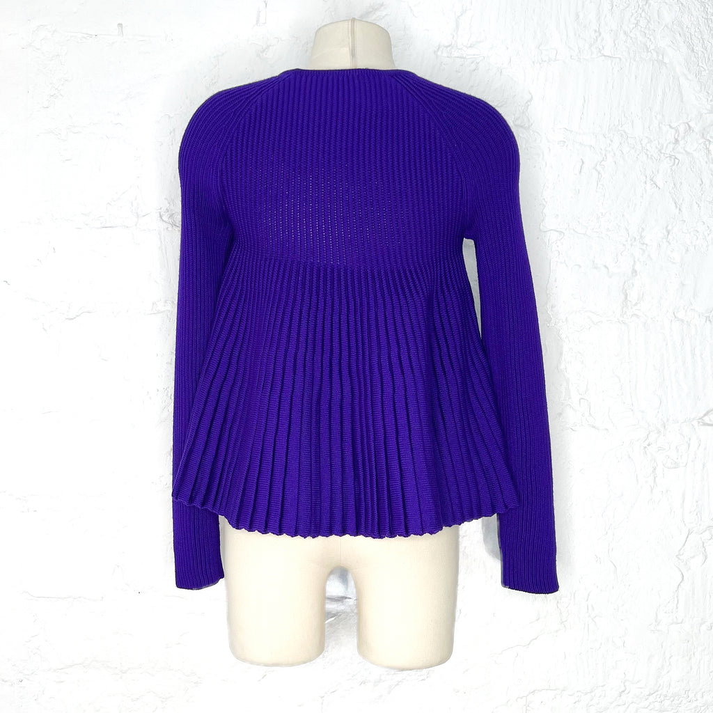 ALEXANDER MCQUEEN ALEXANDER MCQUEEN - Royal Purple Ribbed Flare Sweater - ALE PARIS Luxury Vintage