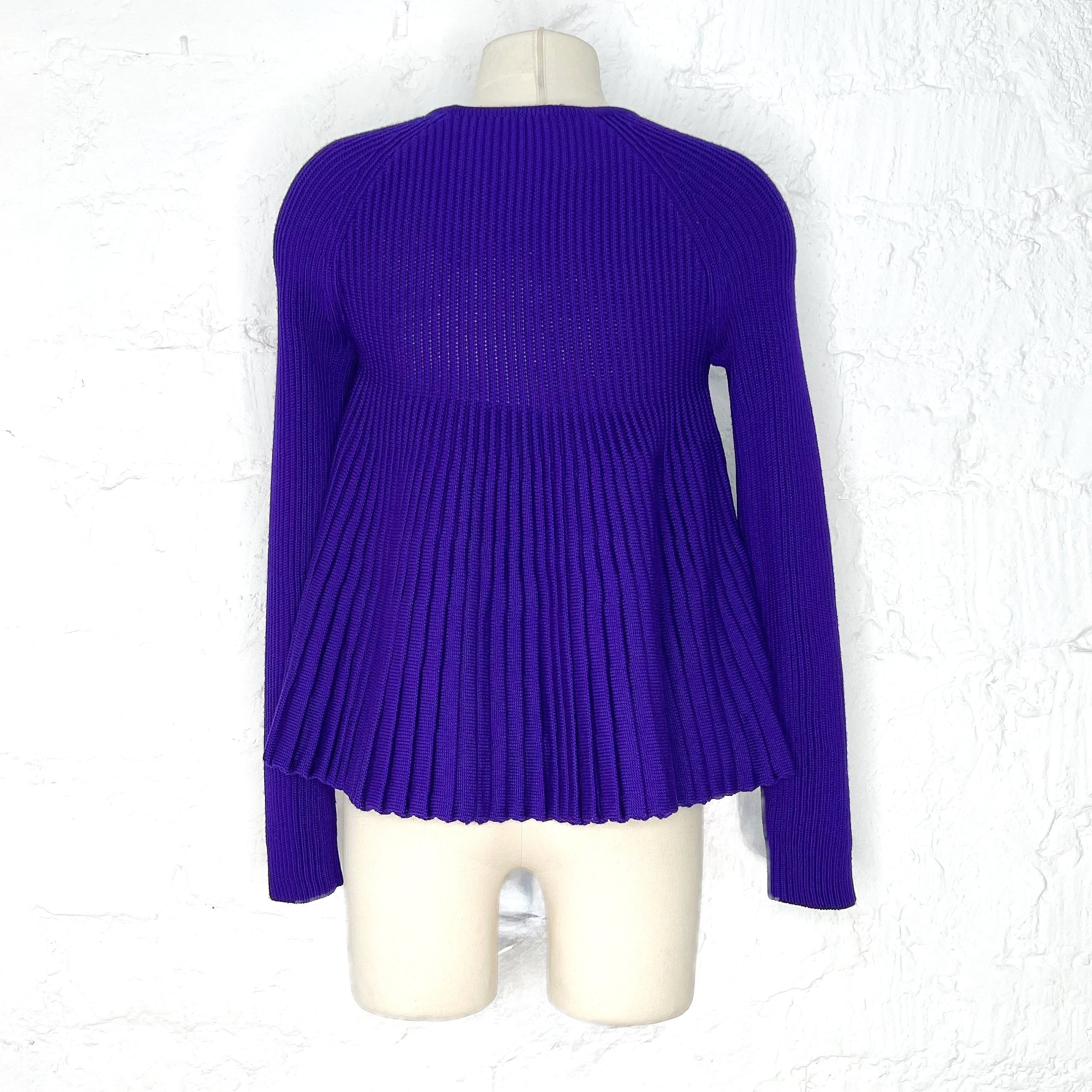 ALEXANDER MCQUEEN ALEXANDER MCQUEEN - Royal Purple Ribbed Flare Sweater - ALE PARIS Luxury Vintage