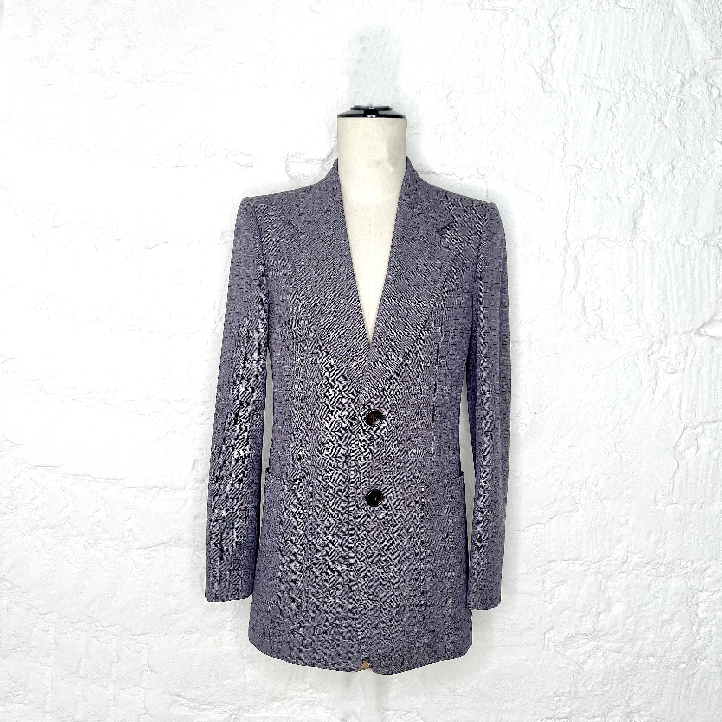 GUCCI GUCCI - Silk Blue Monogram Jacket - ALE PARIS Luxury Vintage