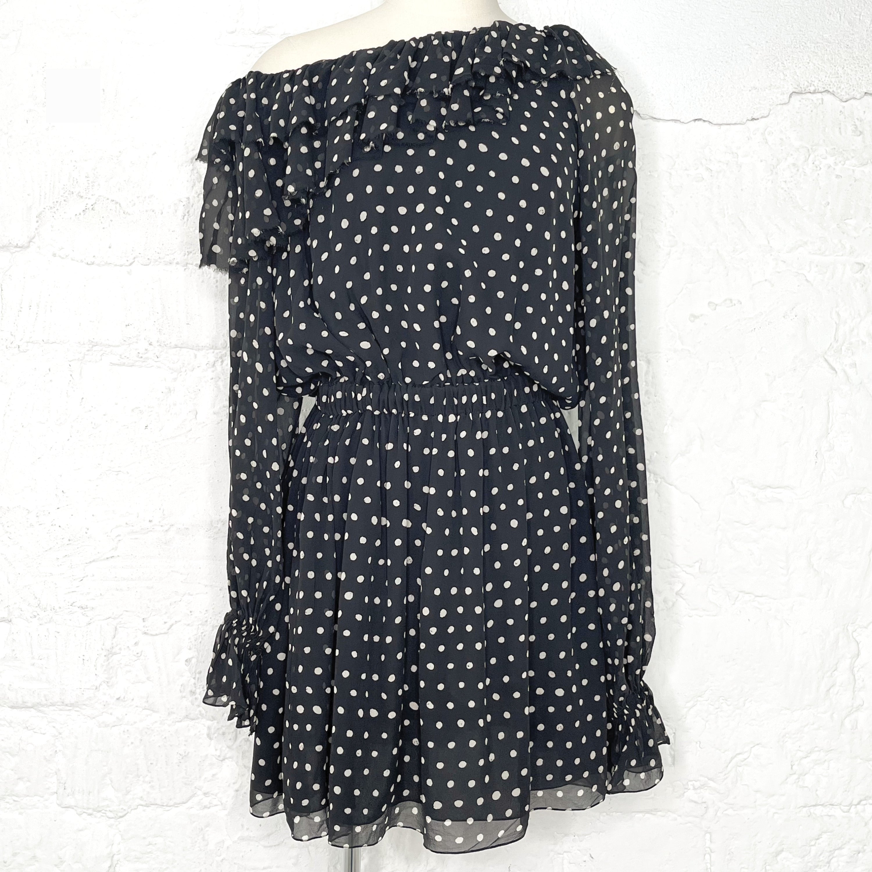 YVES SAINT LAURENT YVES SAINT LAURENT - Asymetrical Dot Printed Dress - ALE PARIS Luxury Vintage