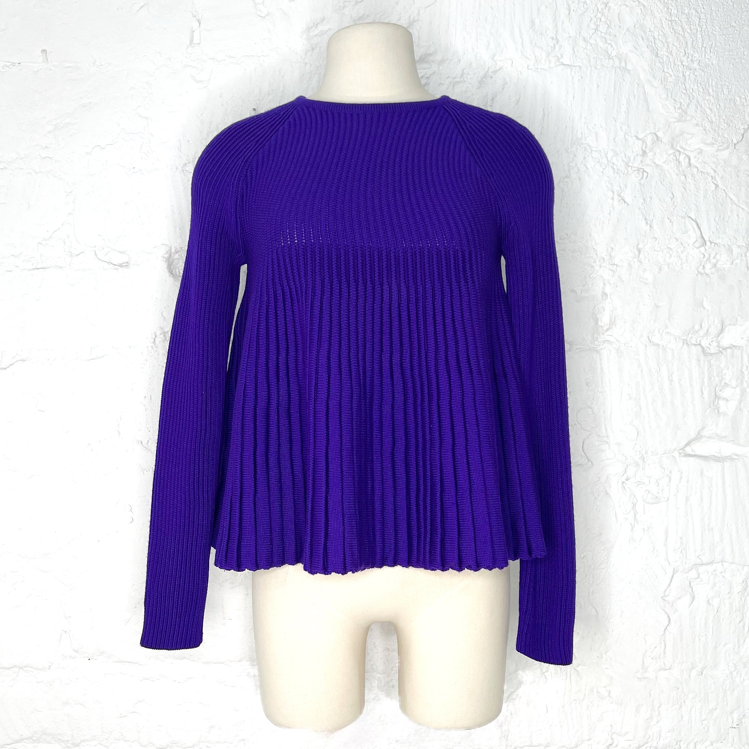 ALEXANDER MCQUEEN ALEXANDER MCQUEEN - Royal Purple Ribbed Flare Sweater - ALE PARIS Luxury Vintage