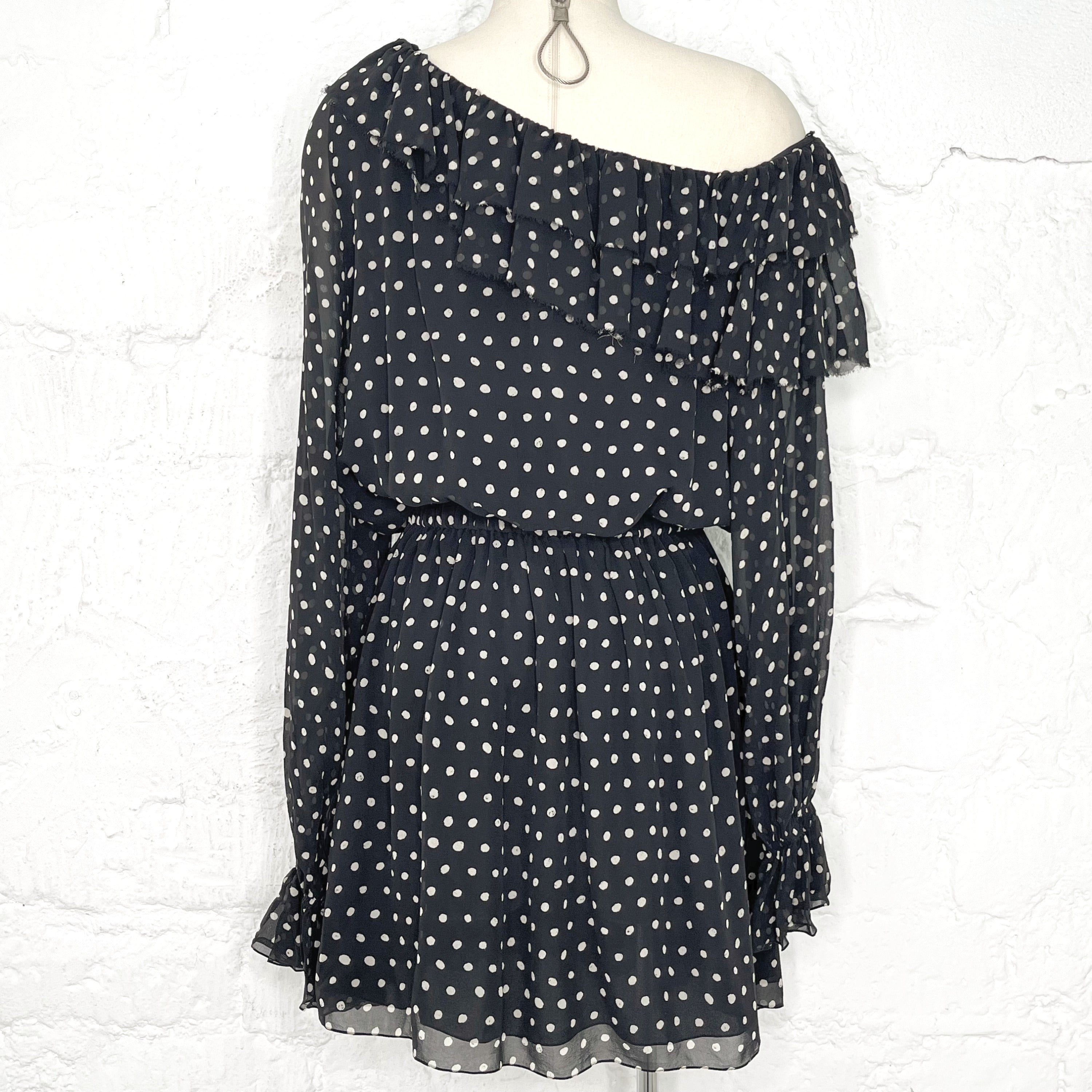 YVES SAINT LAURENT YVES SAINT LAURENT - Asymetrical Dot Printed Dress - ALE PARIS Luxury Vintage