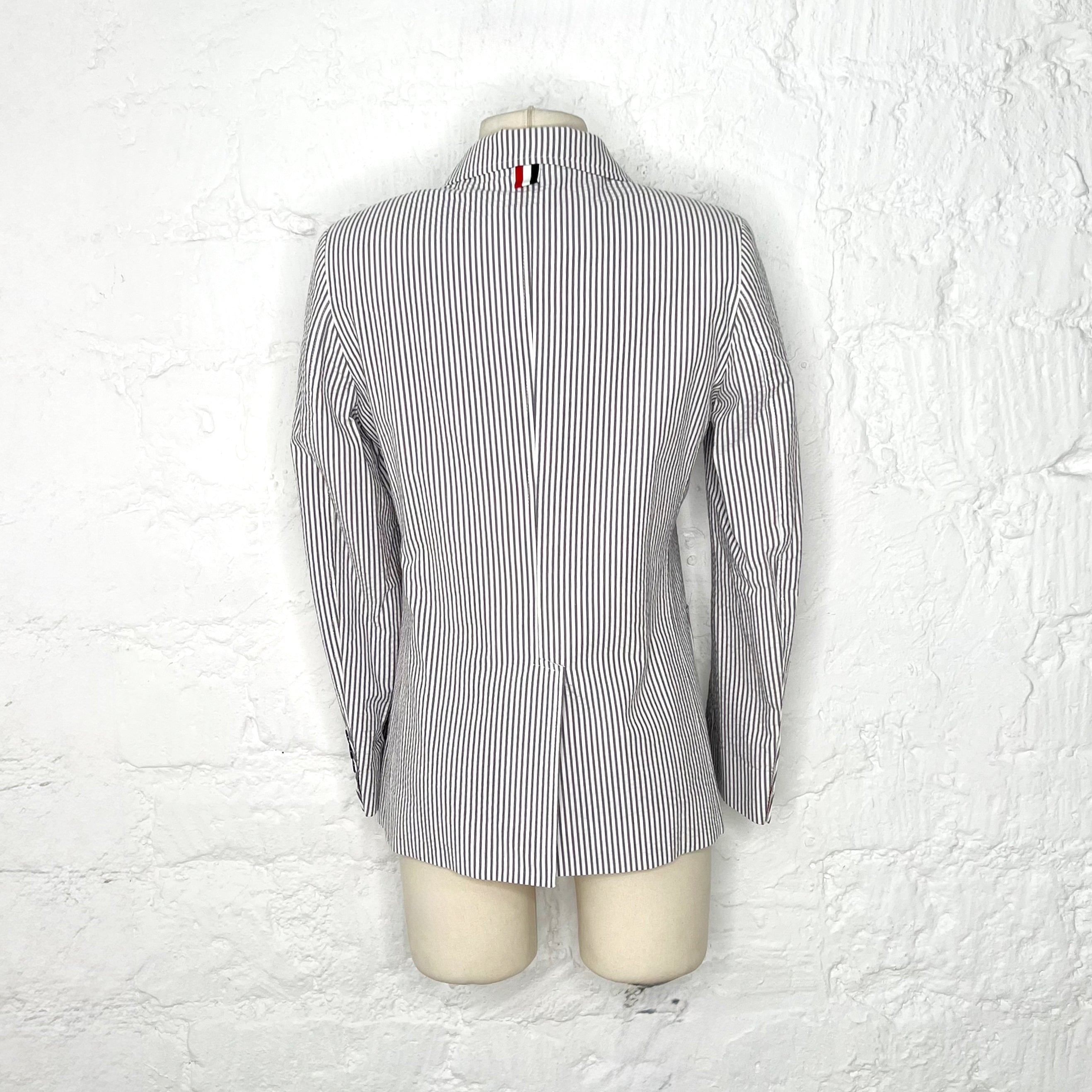 THOM BROWNE THOM BROWNE - Striped Seersucker Blazer - ALE PARIS Luxury Vintage