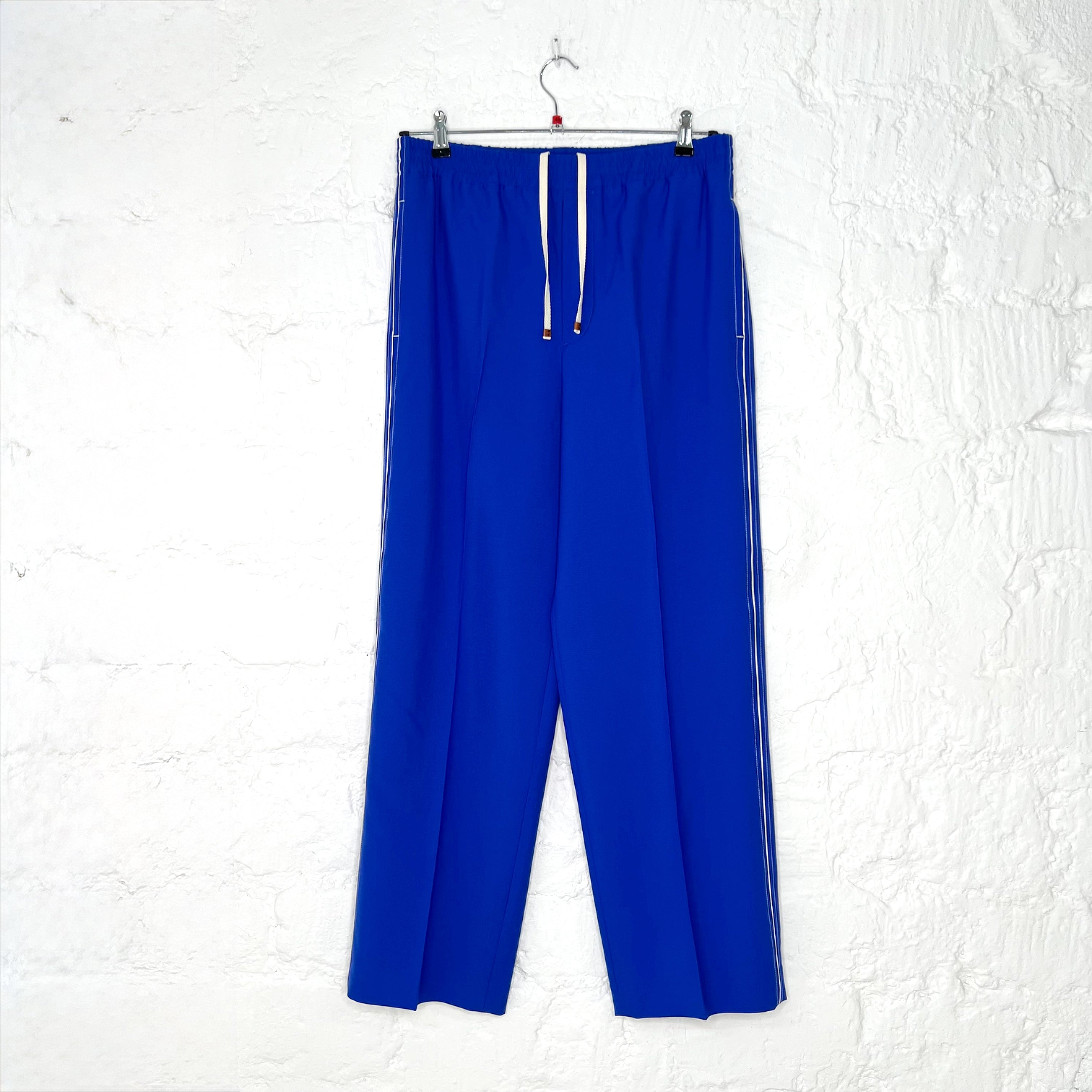 GUCCI GUCCI - Royal Blue White Interlocking G Ample Trousers - ALE PARIS Luxury Vintage
