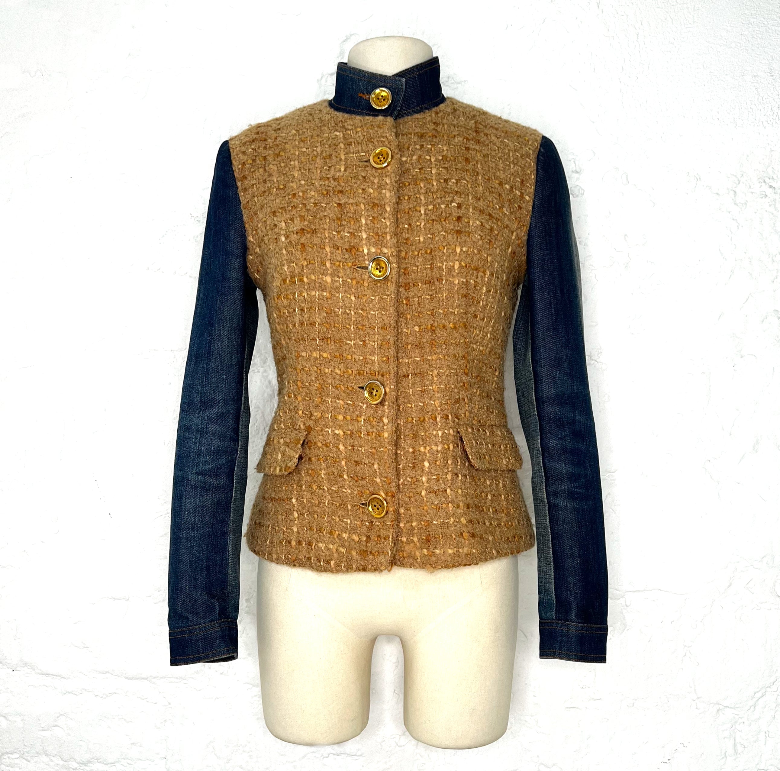 DOLCE & GABBANA DOLCE & GABBANA - Brown Bi-material Jacket - ALE PARIS Luxury Vintage