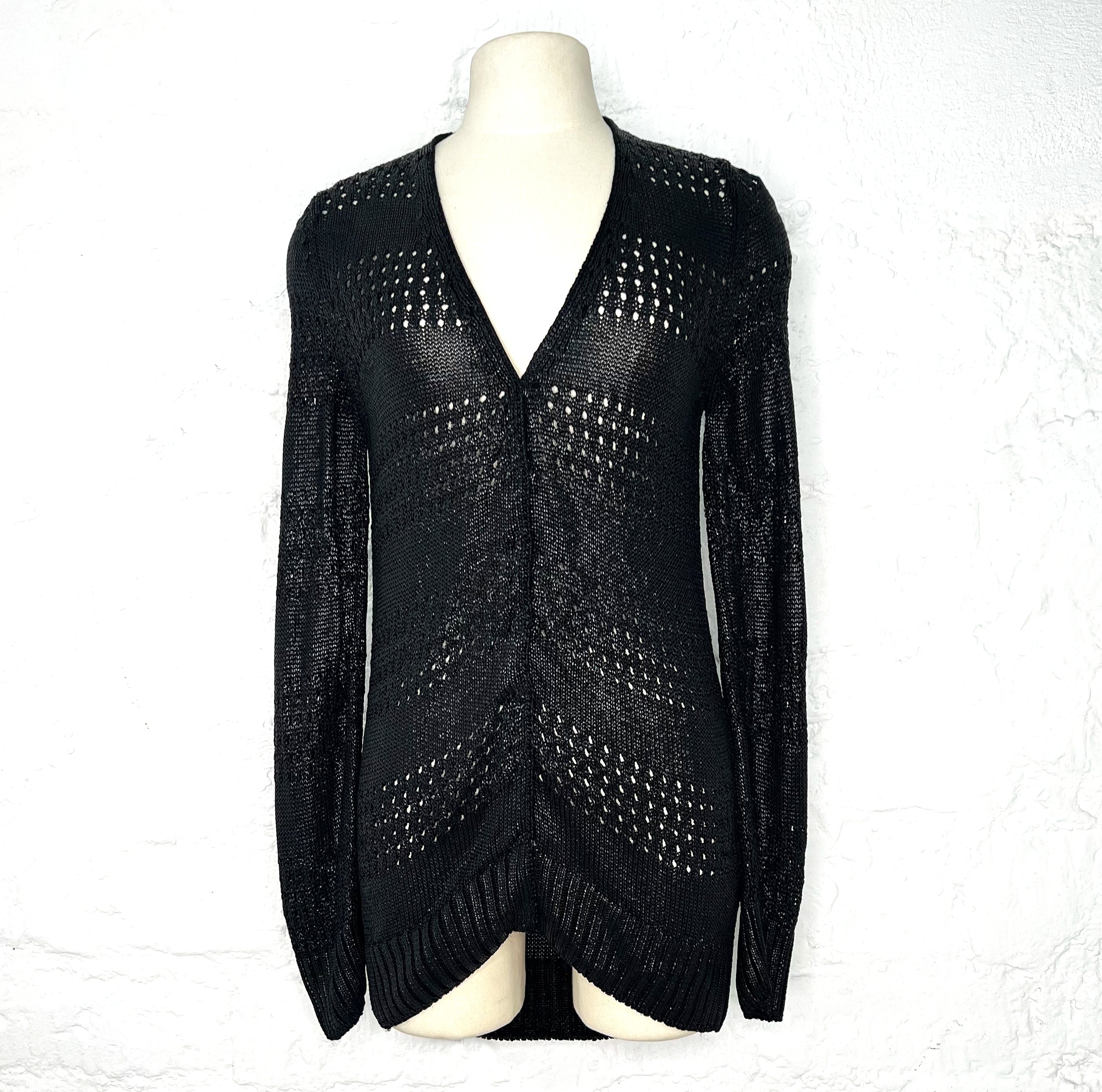 BALENCIAGA BALENCIAGA - Black Lurex Crochet Cardigan - ALE PARIS Luxury Vintage