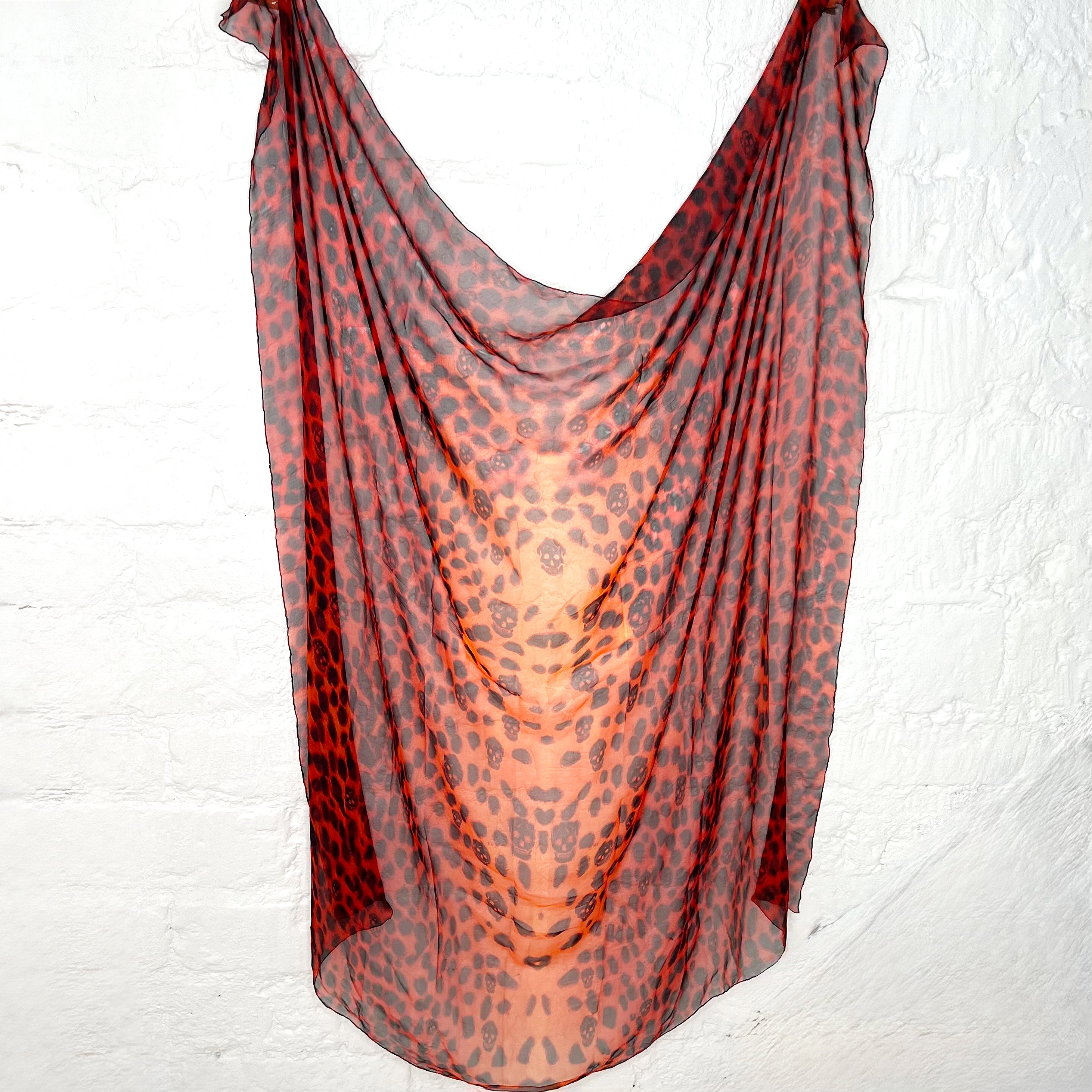 ALEXANDER MCQUEEN ALEXANDER MCQUEEN - Orange Fire Leopard Head Skull Scarf - ALE PARIS Luxury Vintage