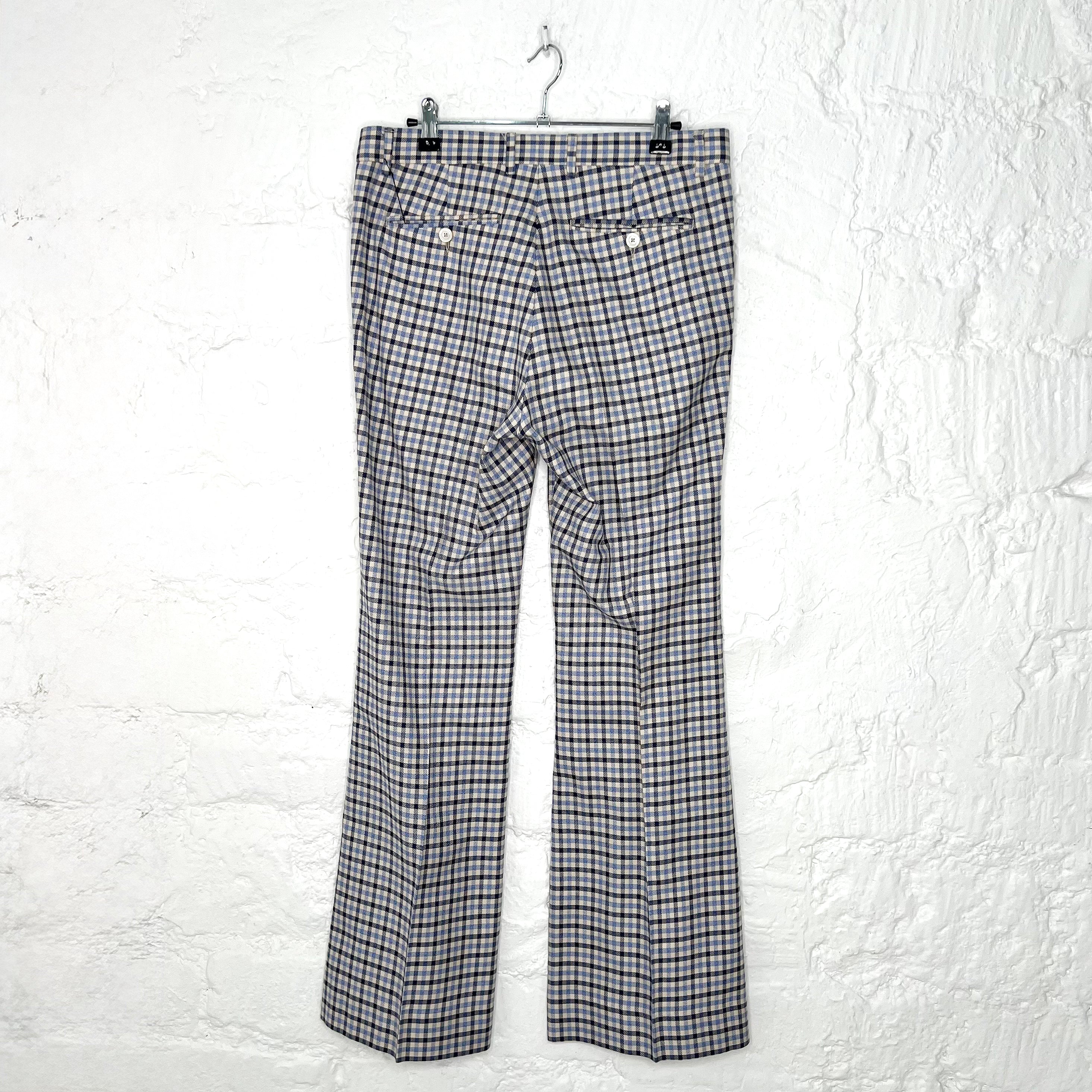 GUCCI - Blue vichy pattern bootcut trousers - ALE PARIS Luxury Vintage