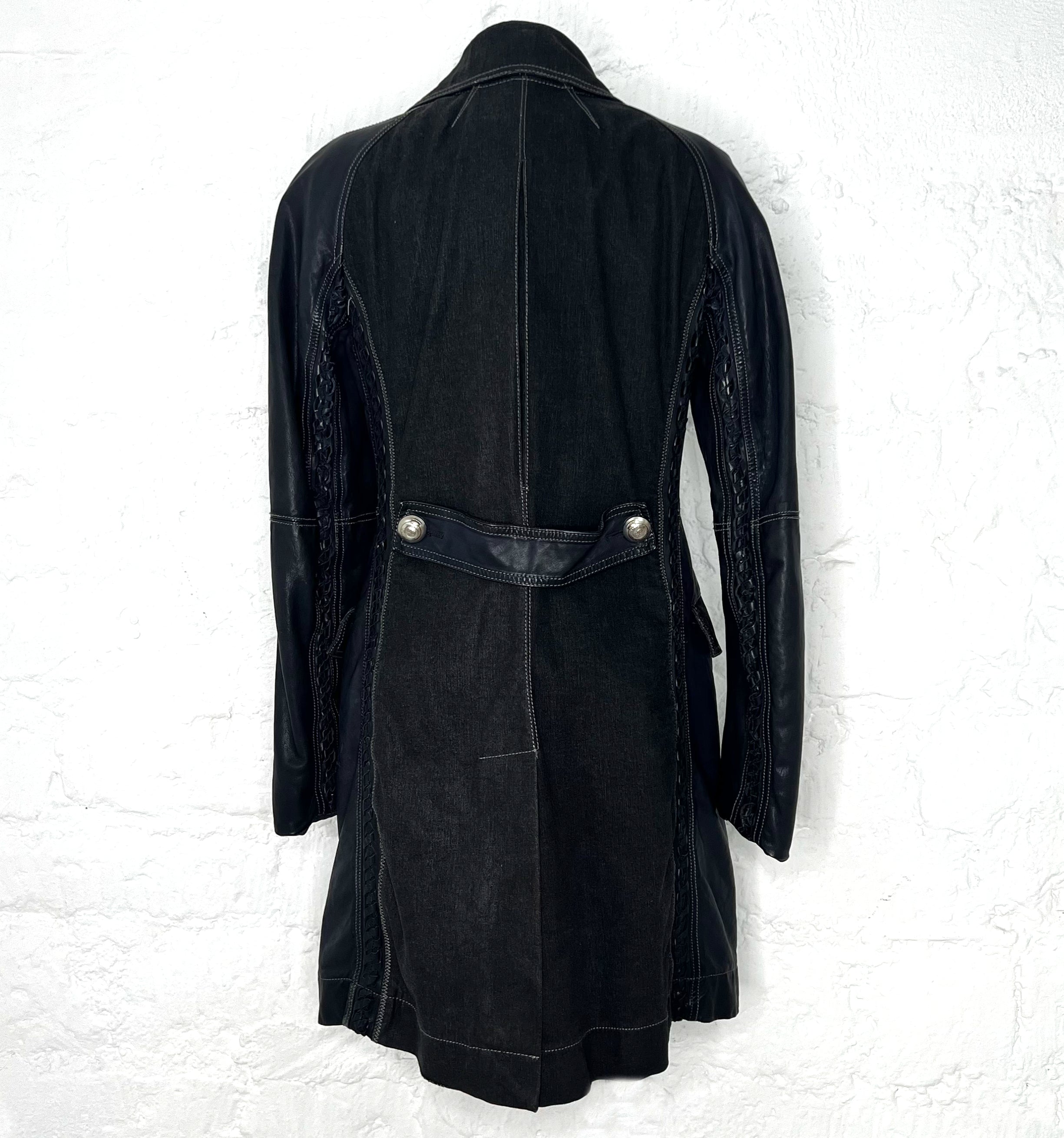 CHRISTIAN DIOR CHRISTIAN DIOR - Denim And Leather Black Coat - ALE PARIS Luxury Vintage