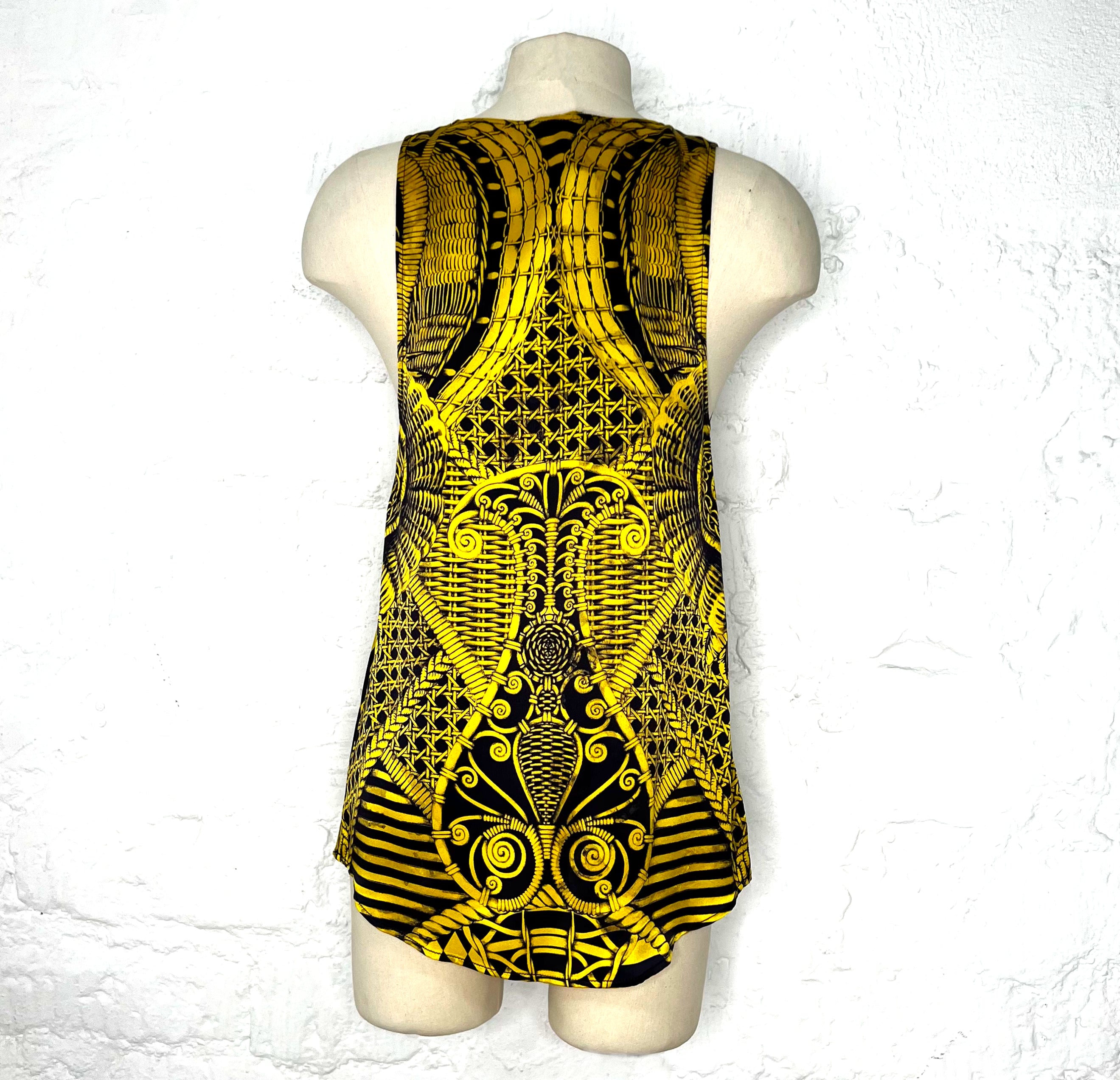 BALMAIN BALMAIN - Black And Yellow Printed Tank Top - ALE PARIS Luxury Vintage