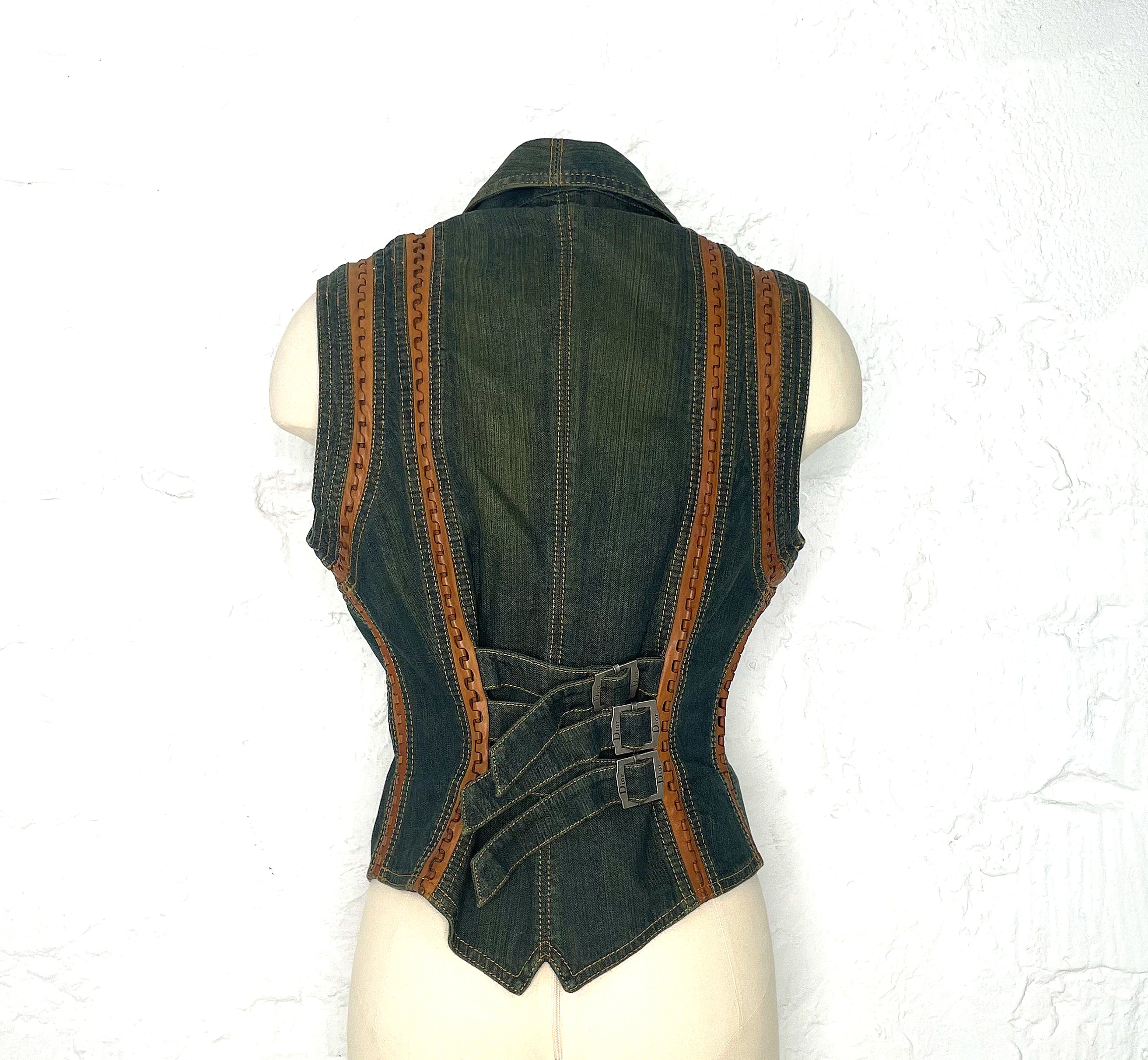 CHRISTIAN DIOR CHRISTIAN DIOR - Green Denim Waistcoat - ALE PARIS Luxury Vintage