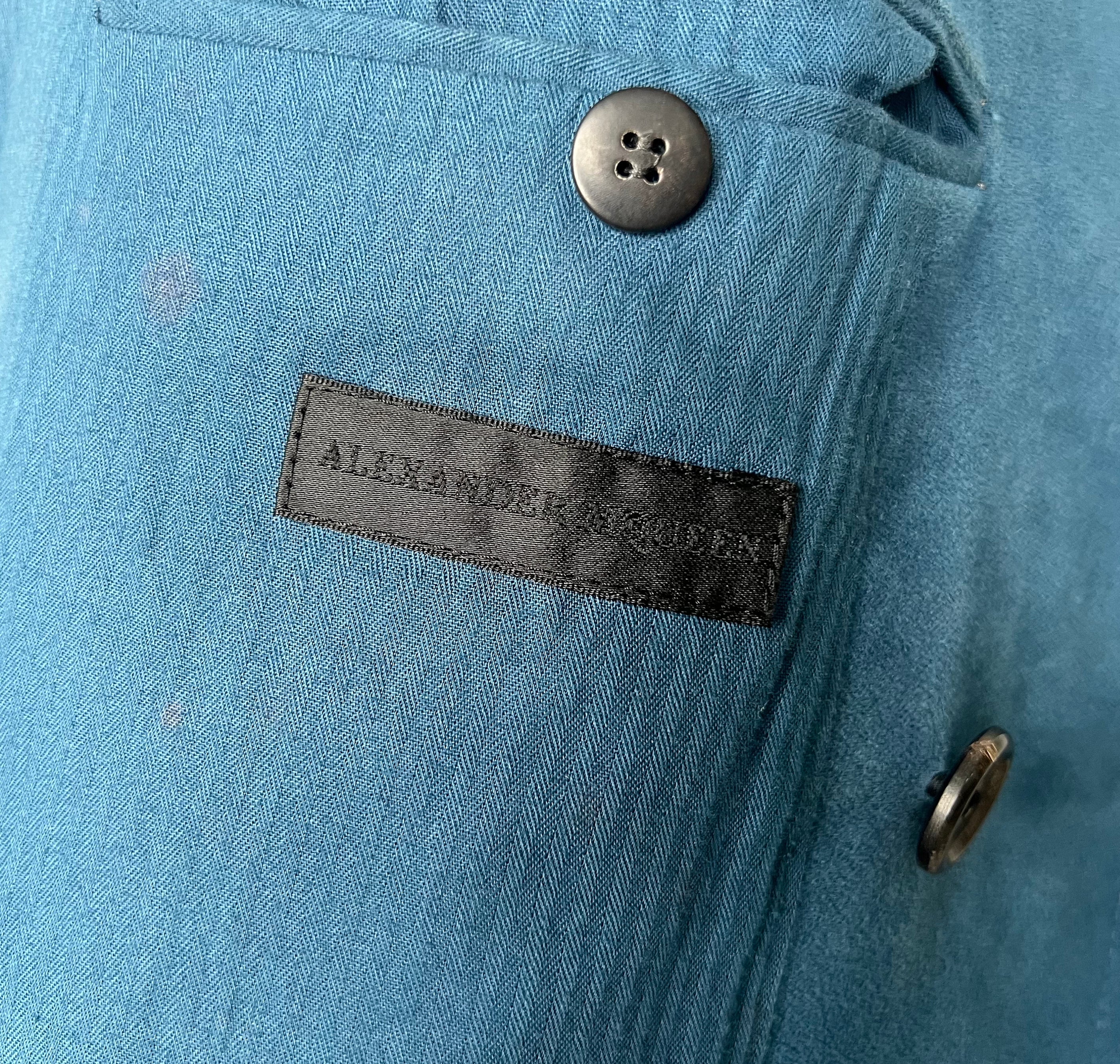 ALEXANDER MCQUEEN ALEXANDER MCQUEEN - Blue Cotton Coat - ALE PARIS Luxury Vintage