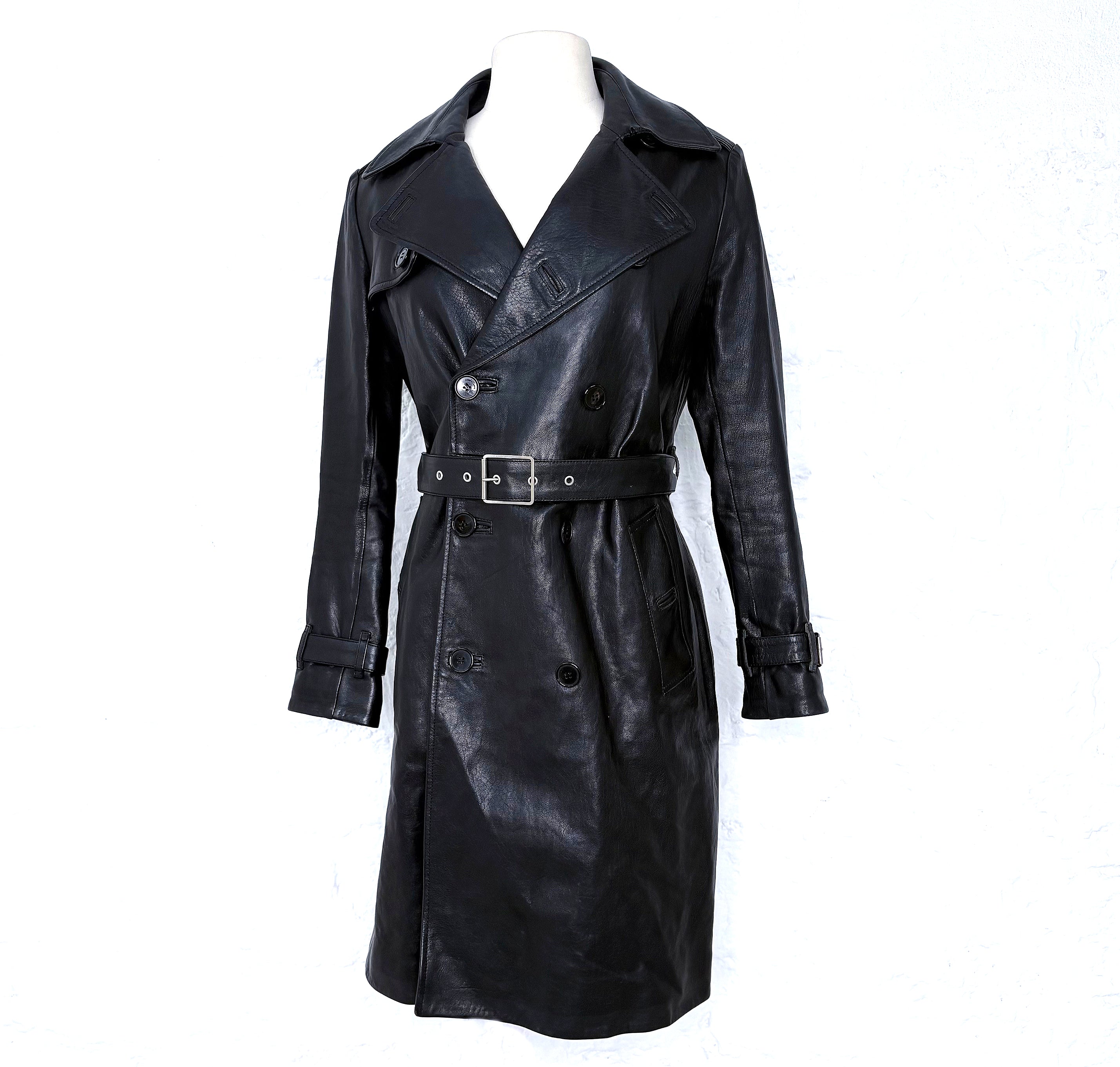 YVES SAINT LAURENT YVES SAINT LAURENT - Black Leather Trench - ALE PARIS Luxury Vintage
