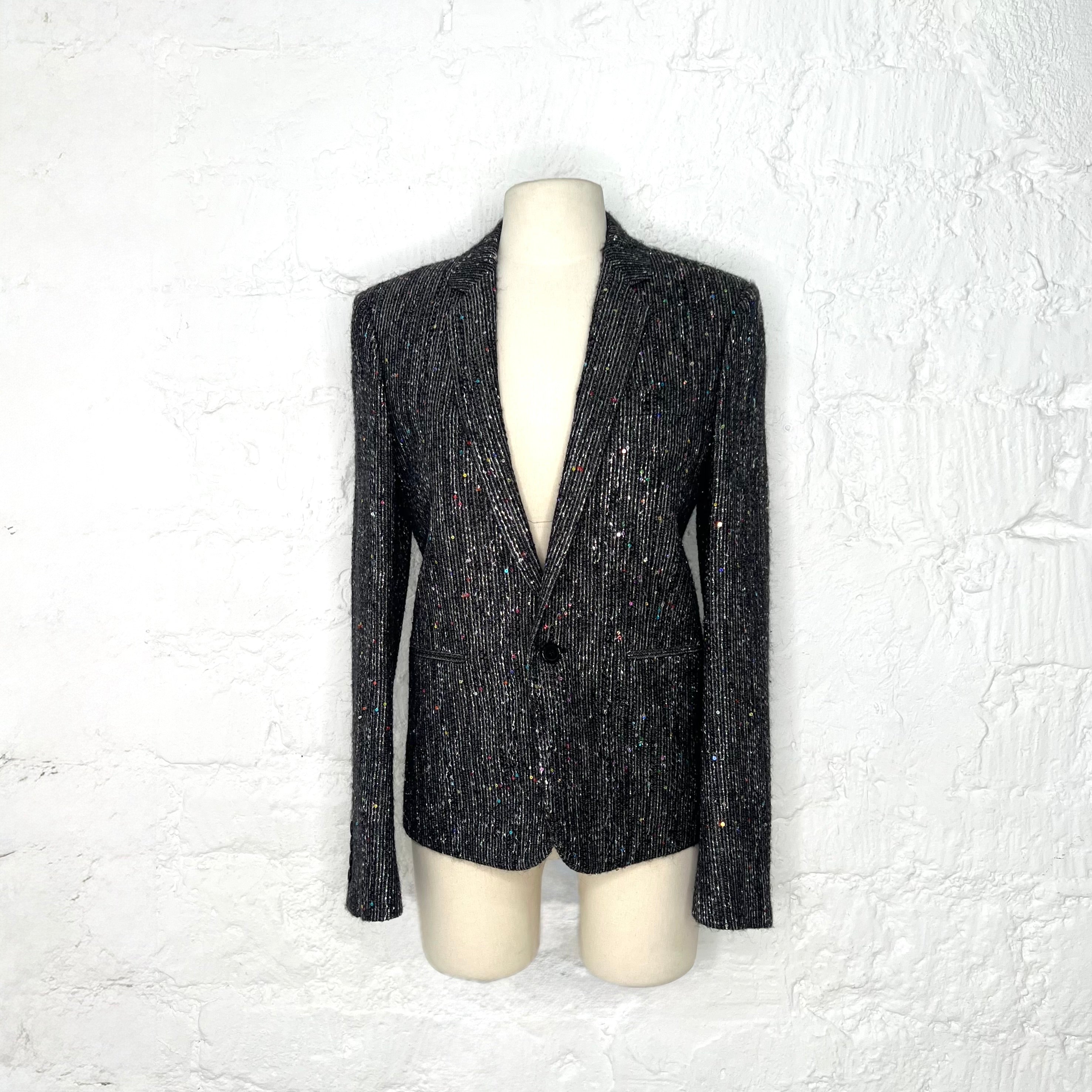 YVES SAINT LAURENT - Dark grey sequin blazer jacket
