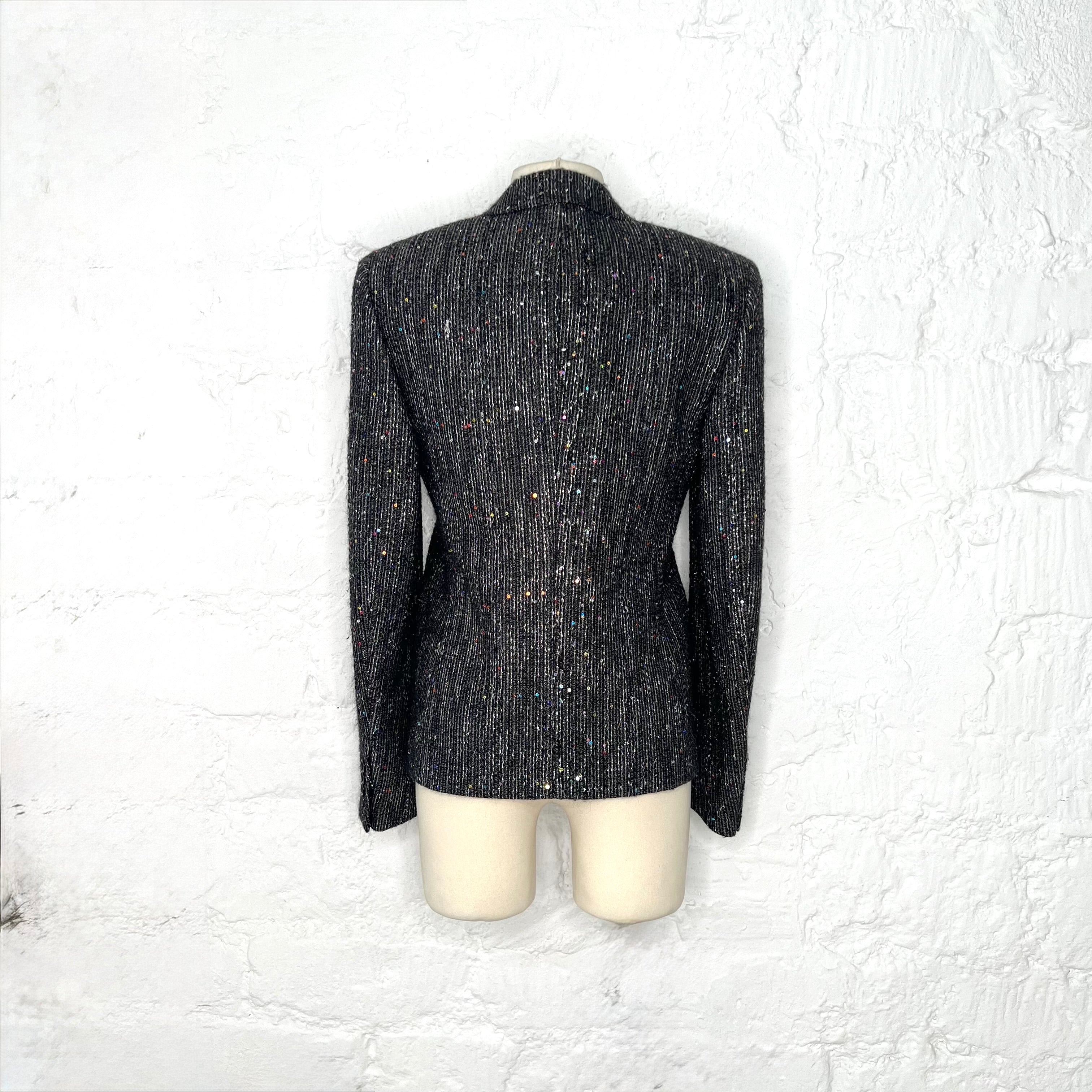 YVES SAINT LAURENT - Dark grey sequin blazer jacket